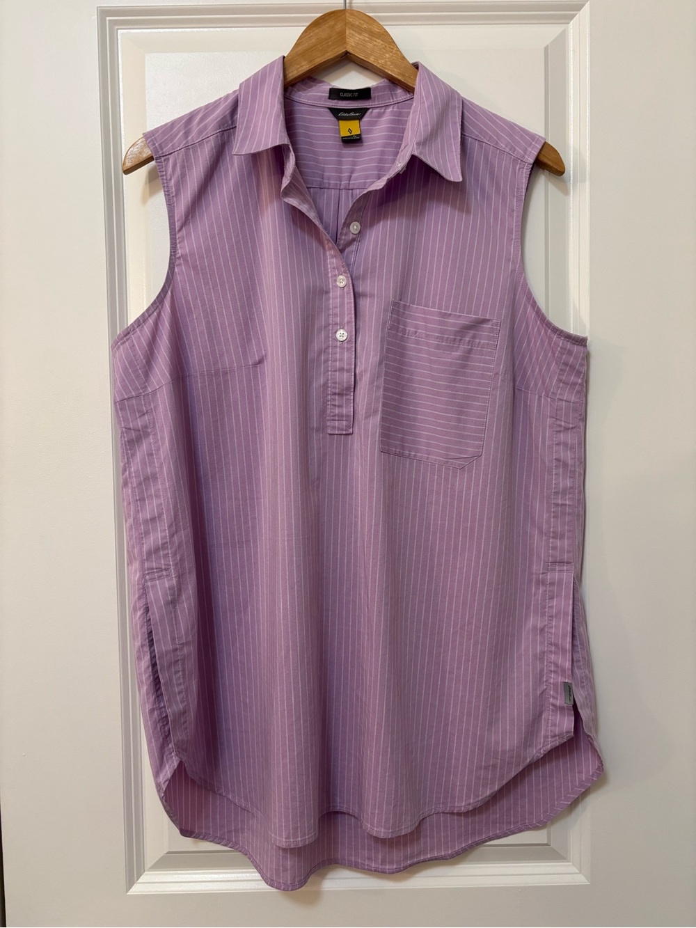 Eddie Bauer Lavender Striped Sleeveless Top, Size L (Tall)